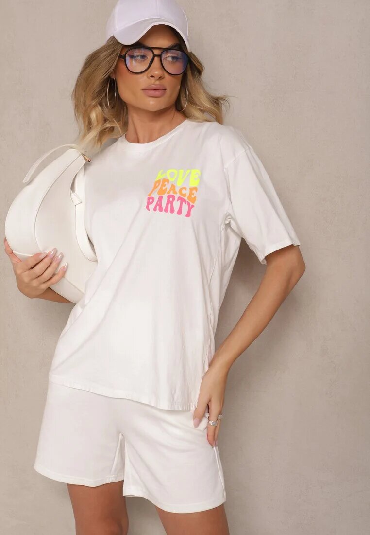 jumelle Tricou Alb din Bumbac și cu Imprimeu Xalauri
