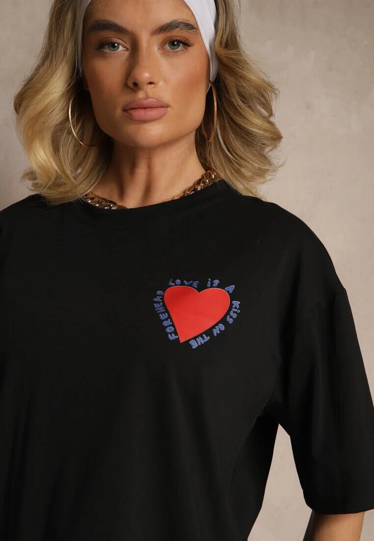 jumelle Tricou Negru din bumbac Decorat cu inimă Ranira