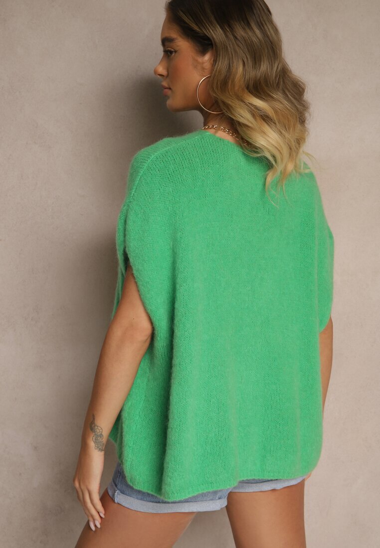 jumelle Vestă cardigan Verde Legată în față cu amestec de mohair Vikelira