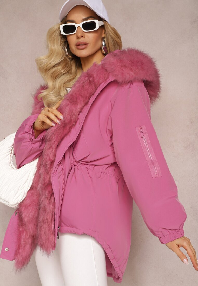 jus de pom Geacă Parka Roz Oversize cu blană Horelle
