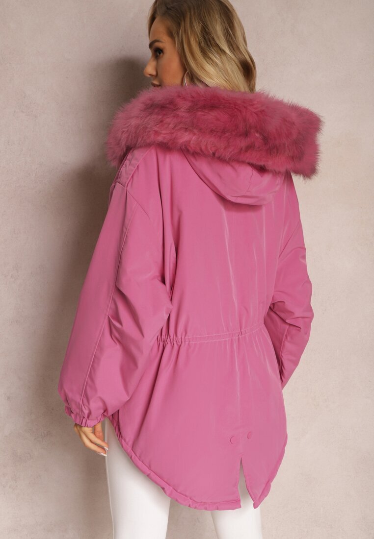jus de pom Geacă Parka Roz Oversize cu blană Horelle