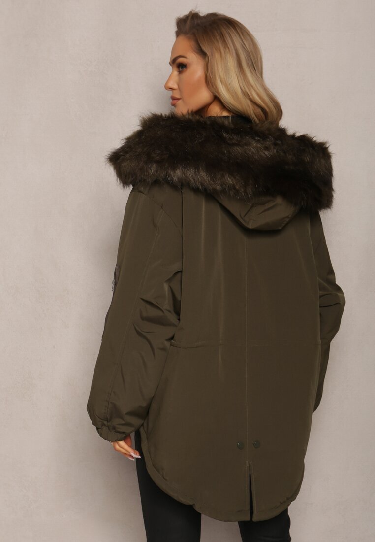 jus de pom Jachetă Parka Verde închis Oversize cu blană Horelle