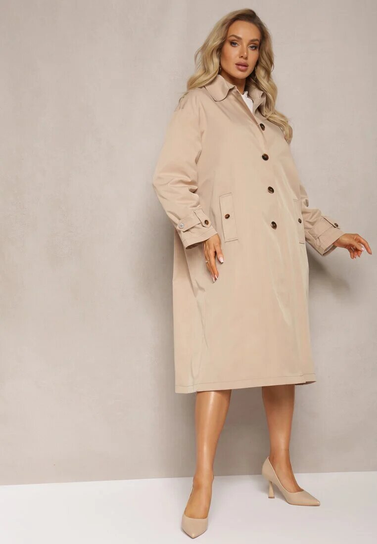 jus de pom Palton Bej Trenci Oversize Flilia