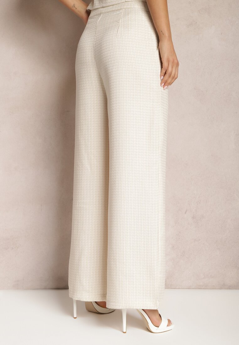 jus de pom Pantaloni Bej Larghi De Costum High Waist Tamarixia