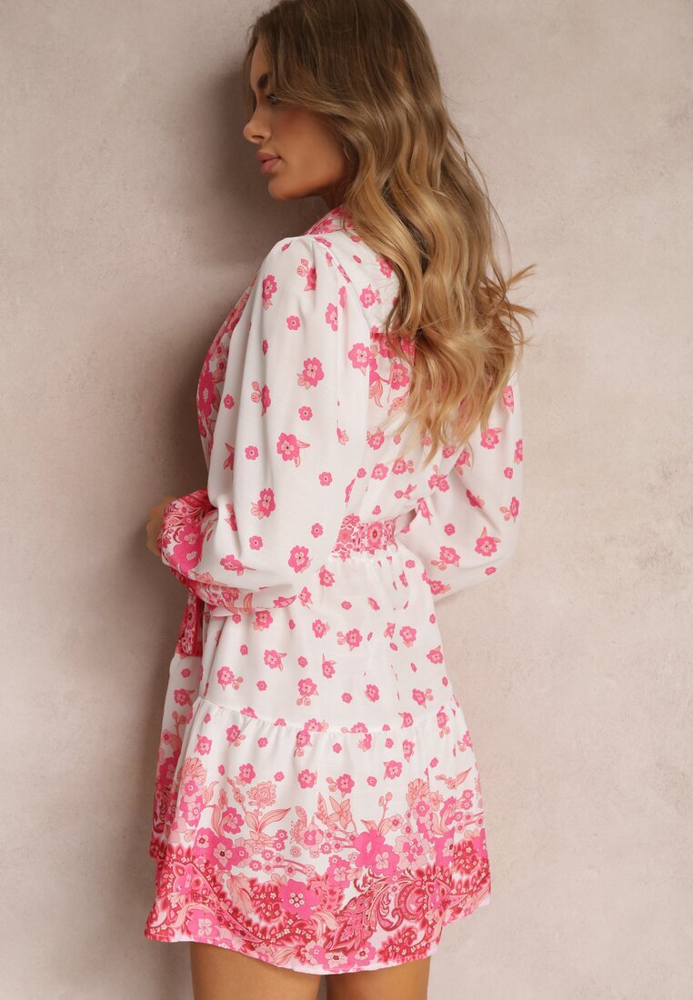 jus de pom Rochie Fucsia Legată cu Guler și Elastic în Talie Santanna
