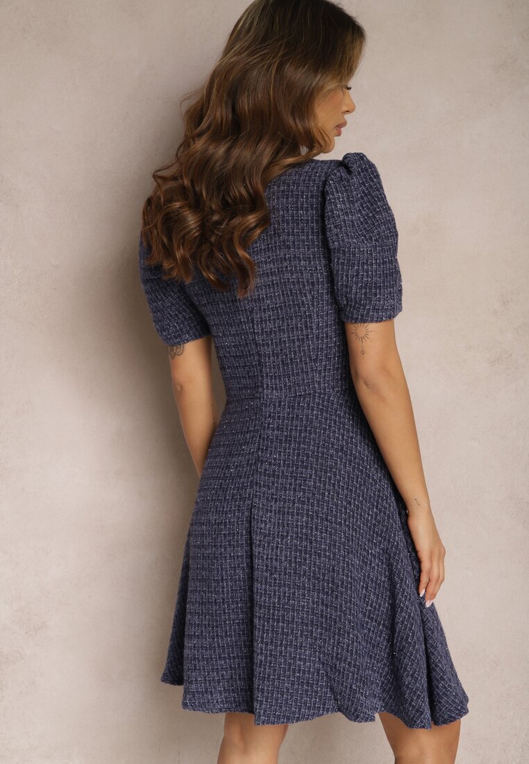 jus de pom Rochie Mini Cloche Bleumarin cu mâneci ușor bufante Merridia