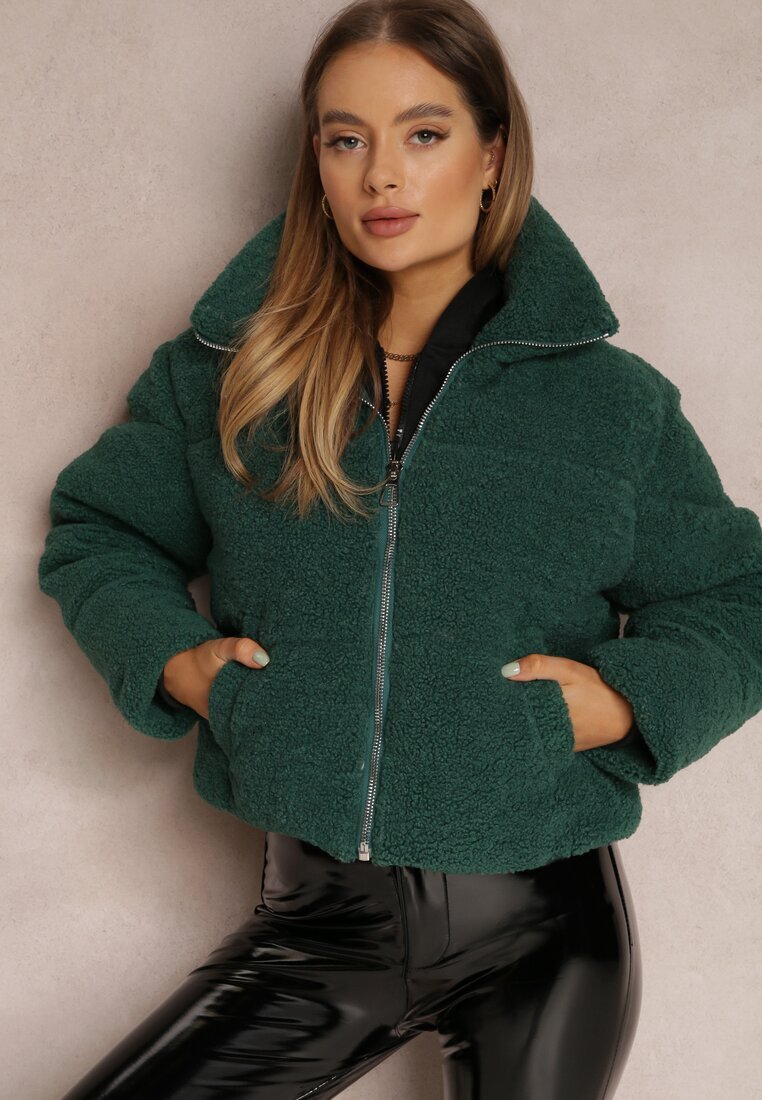 jusdepom Jachetă Verde Blană artificială Teddy Voicha