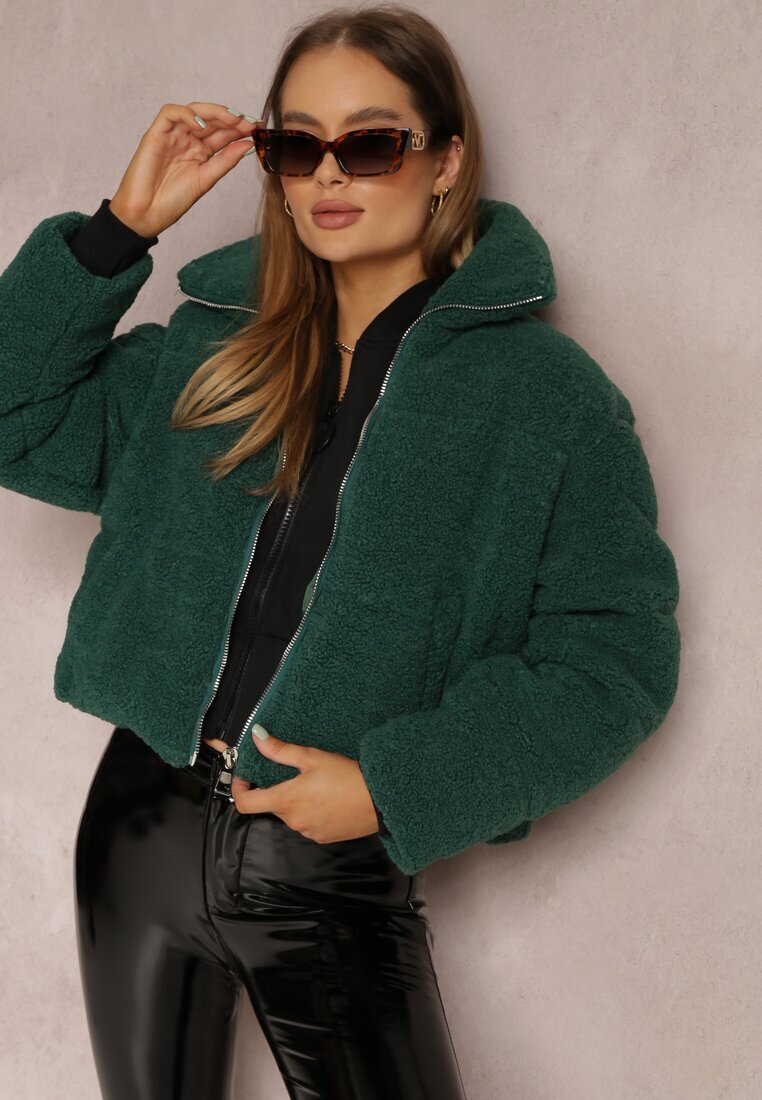 jusdepom Jachetă Verde Blană artificială Teddy Voicha
