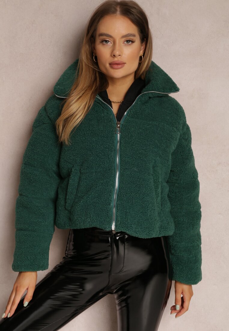 jusdepom Jachetă Verde Blană artificială Teddy Voicha