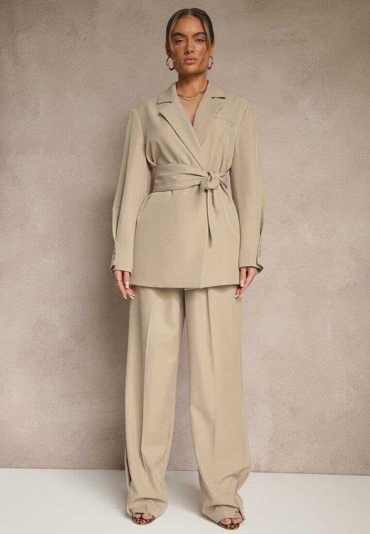jusdepom Pantaloni Bej Eleganti High Waist Annavia