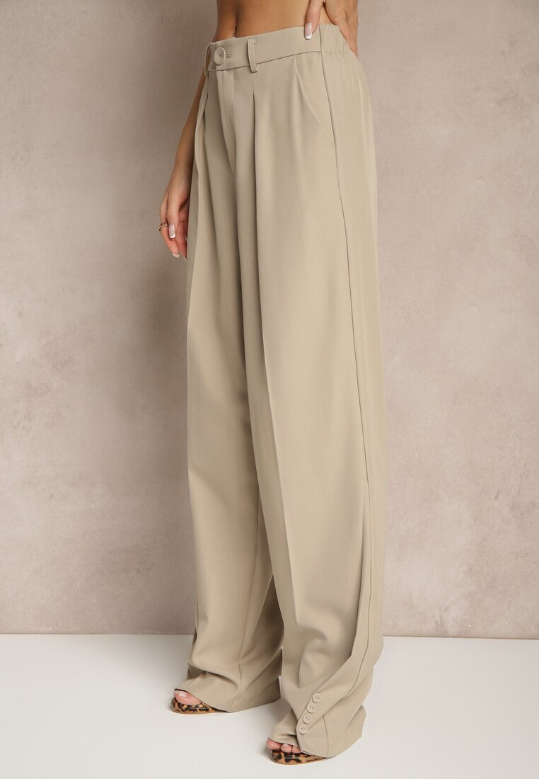 jusdepom Pantaloni Bej Eleganti High Waist Annavia