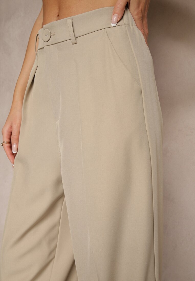 jusdepom Pantaloni Bej Eleganti High Waist Annavia