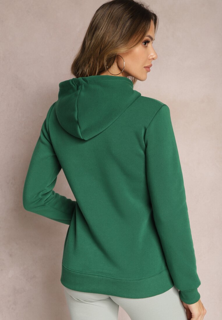 kamaella Bluză Verde cu Glugă și Imprimeu Decorativ Kliorre