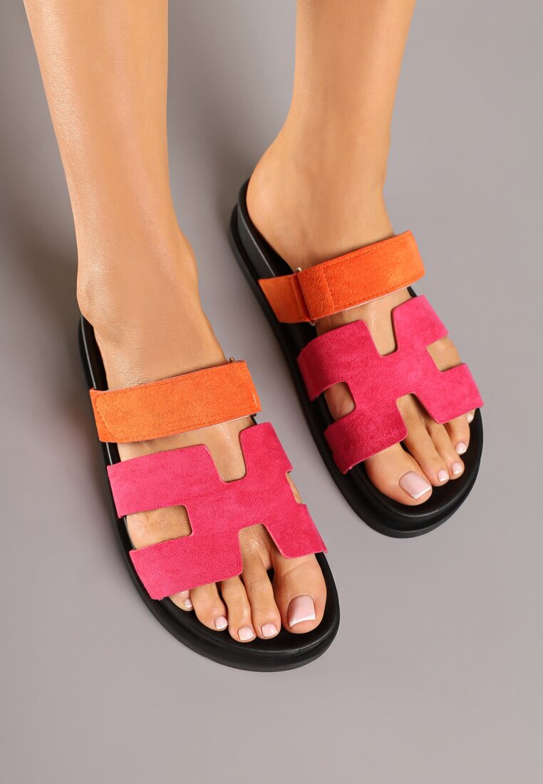 l.day Papuci fuchsia din piele întoarsă ecologică cu talpă din spumă cu închidere cu velcro Nimiarianna