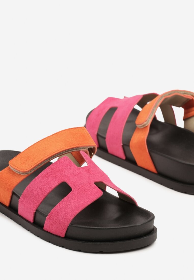 l.day Papuci fuchsia din piele întoarsă ecologică cu talpă din spumă cu închidere cu velcro Nimiarianna