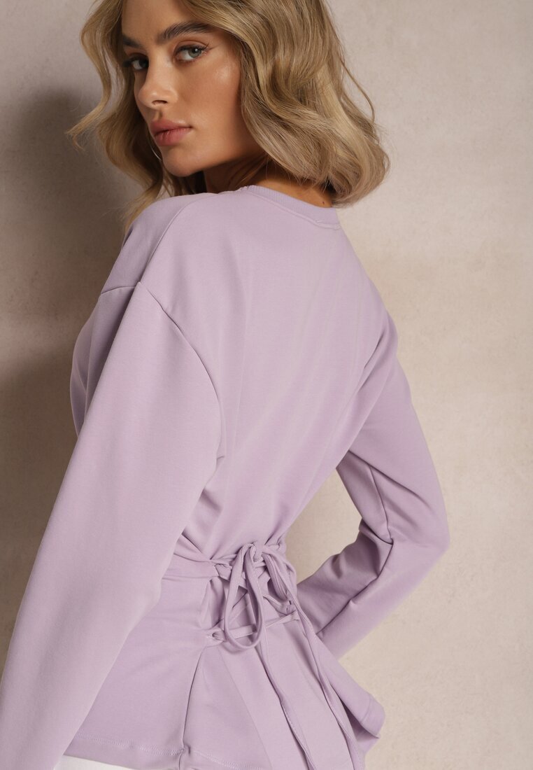 las garras Bluza Mov Deschisă De Bumbac Cu Legătură Decorativă Fanarita