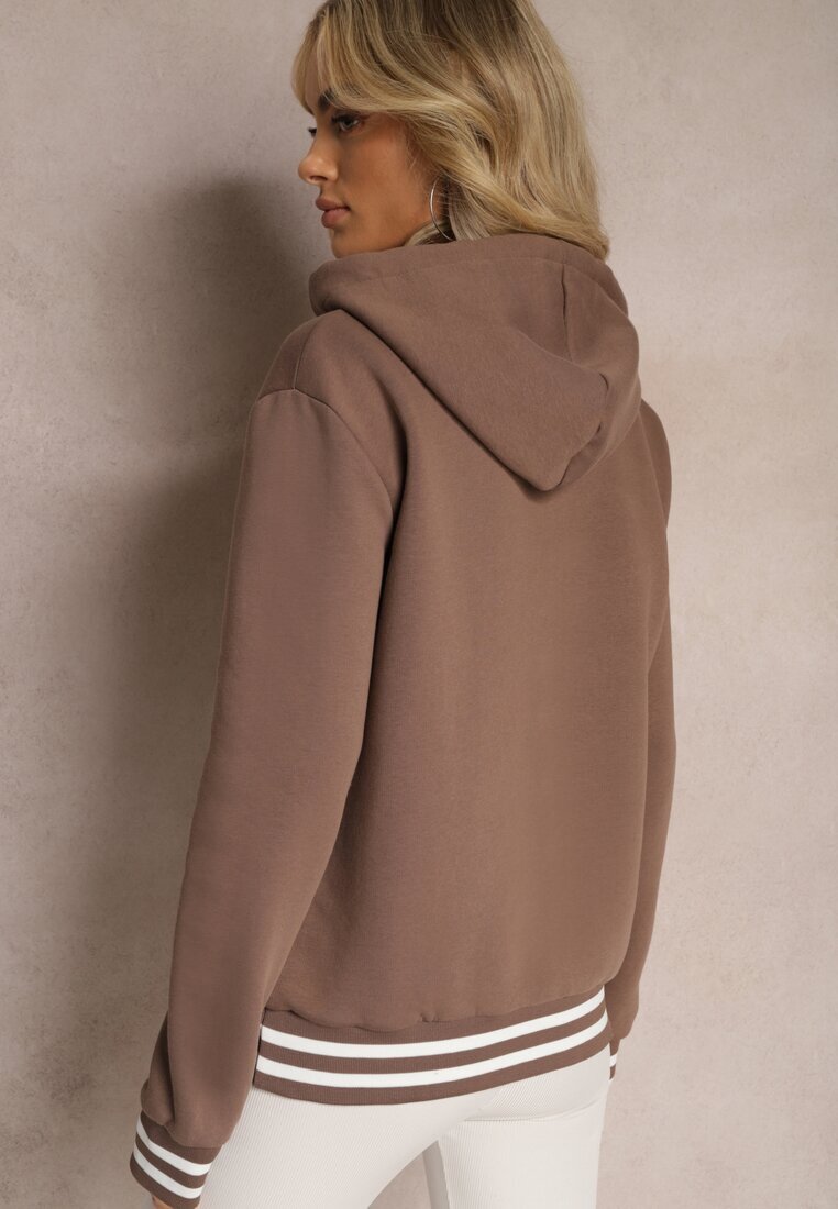 las garras Hanorac Maro din Bumbac cu Manșete în Dungi și Glugă Gaiana