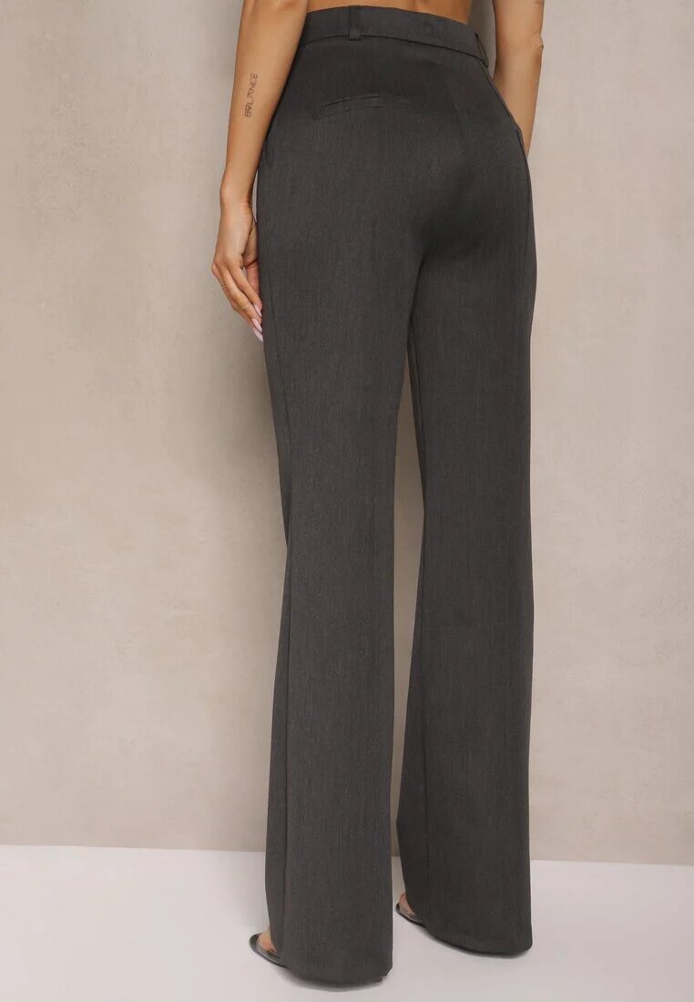 lefon Pantaloni eleganti evazați cu Viscoză talie înaltă Gelobina gri închis