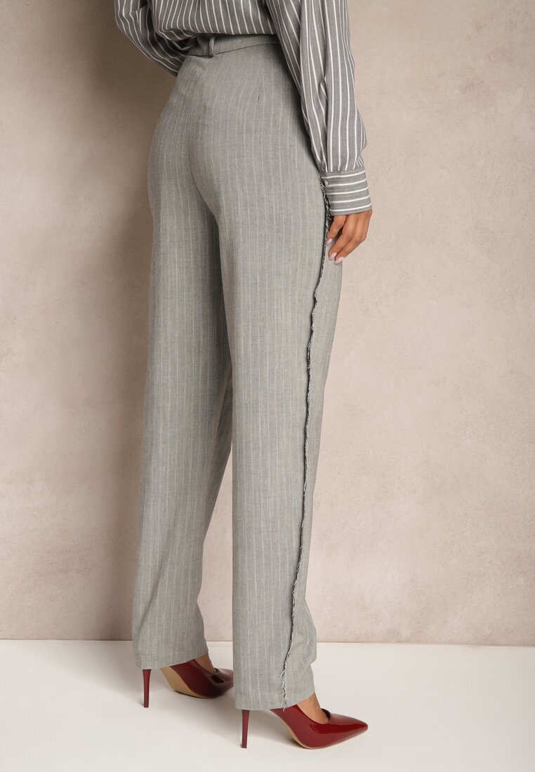 lefon Pantaloni Gri de costum High Waist Palvia