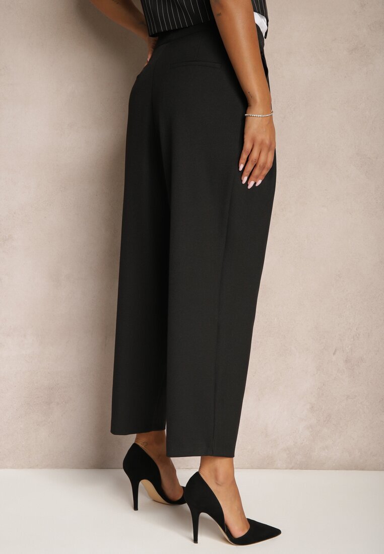 lefon Pantaloni Negri de croială de costum High Waist Relessa