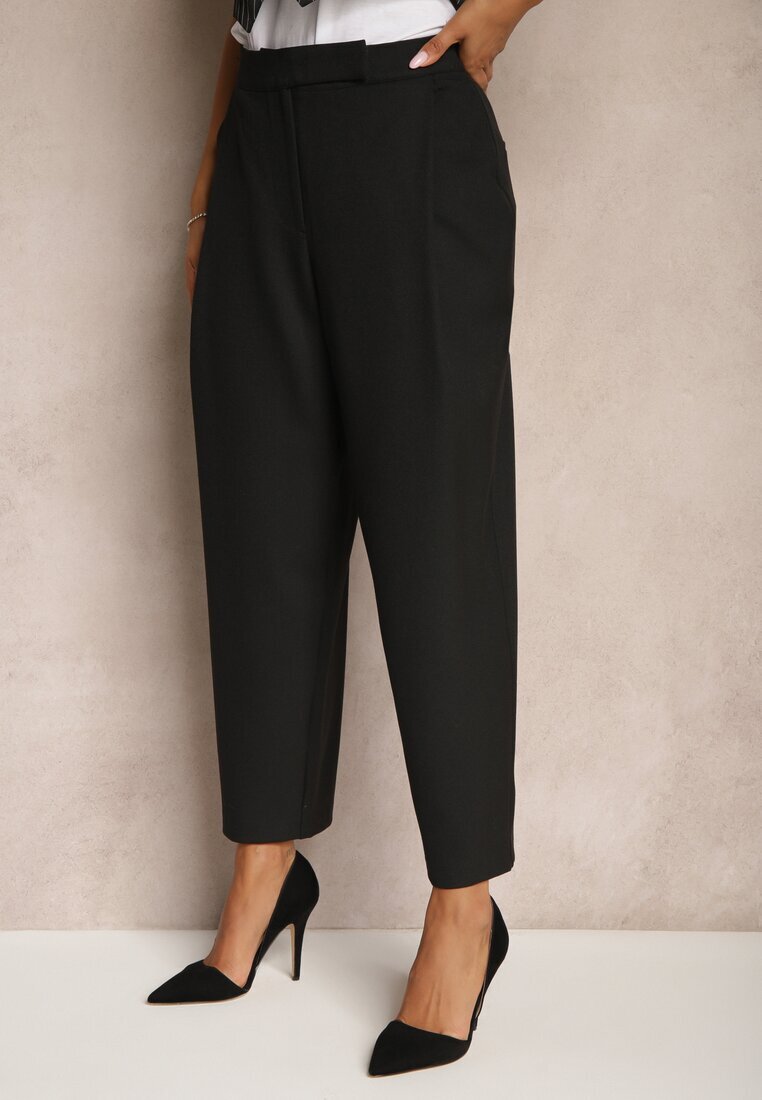 lefon Pantaloni Negri de croială de costum High Waist Relessa