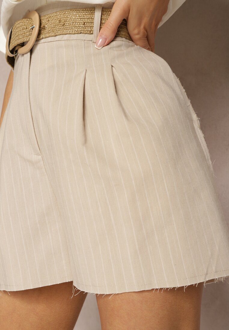 lefon Pantaloni scurți Bej High Waist Cu fermoar Tiamarella