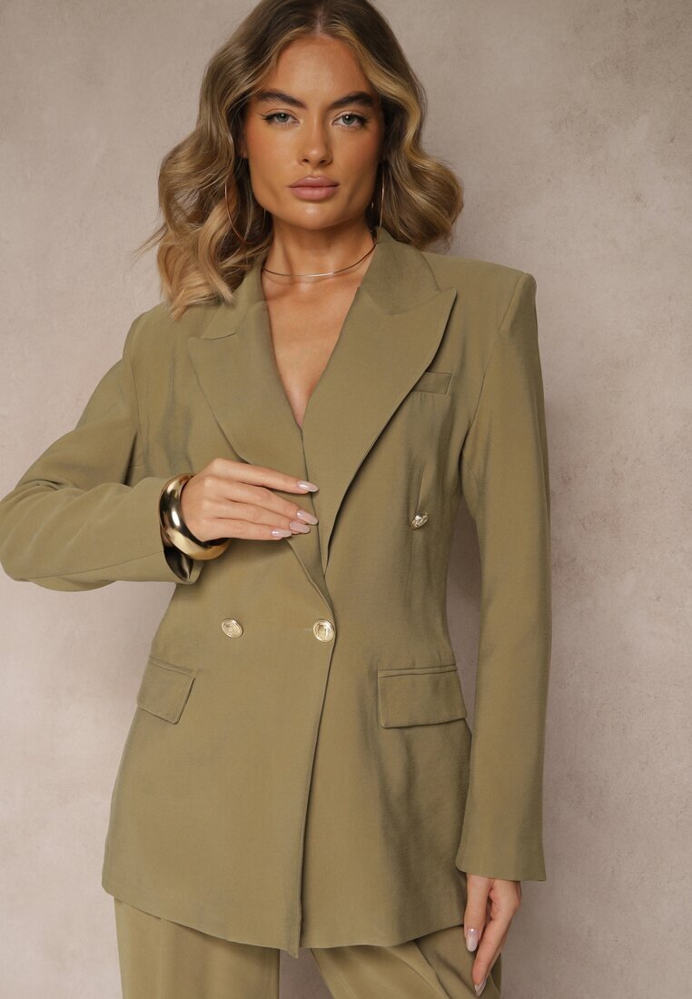 lefon Sacou Verde Basic din Modal Dublu rând Mavire