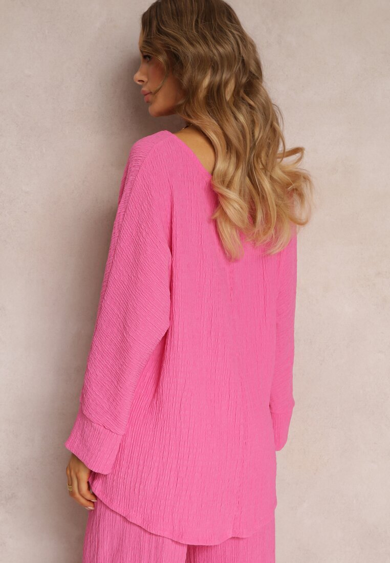 lily rose Bluză Roz cu Mâneci 7/8 și Embosare Delicată Kylinn