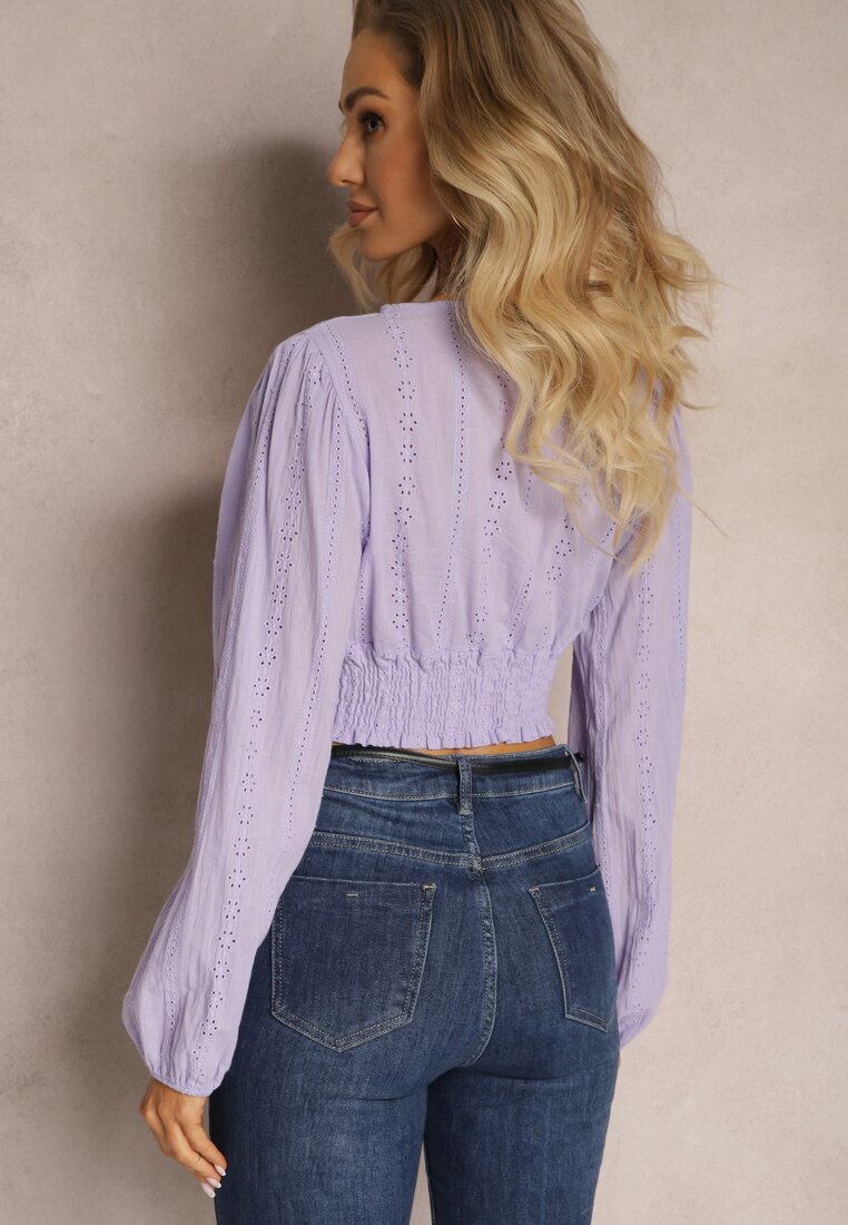 lily rose Bluză Violet Brodată din Bumbac Khonelle