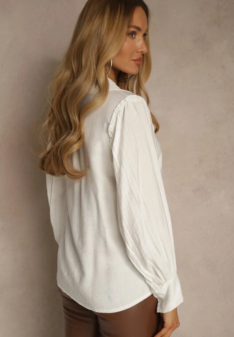 lily rose Cămașă Albă cu Mâneci Decorative din Țesătură Plisată Zemona