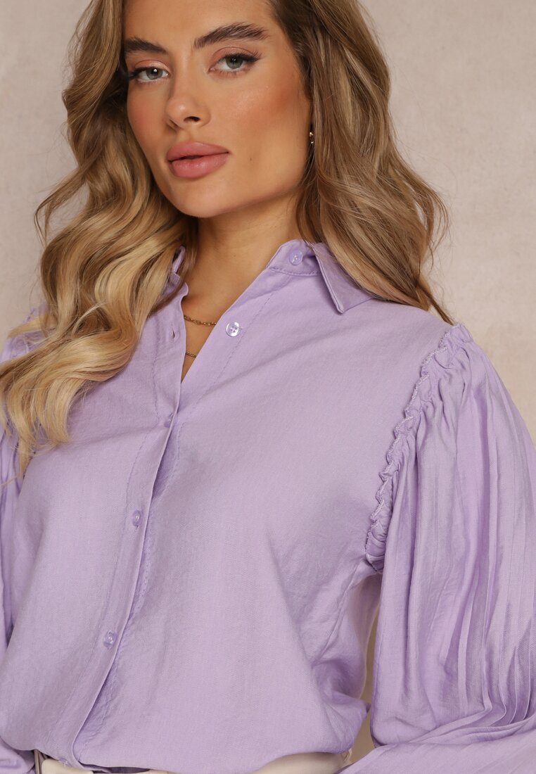 lily rose Cămașă Mov cu Mâneci Decorative din Țesătură Plisată Zemona