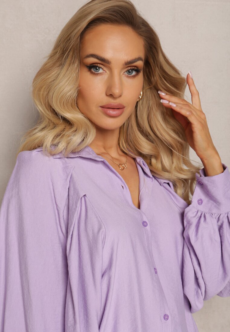 lily rose Cămașă Netedă Violet cu Guler și Mâneci Largi Ophila