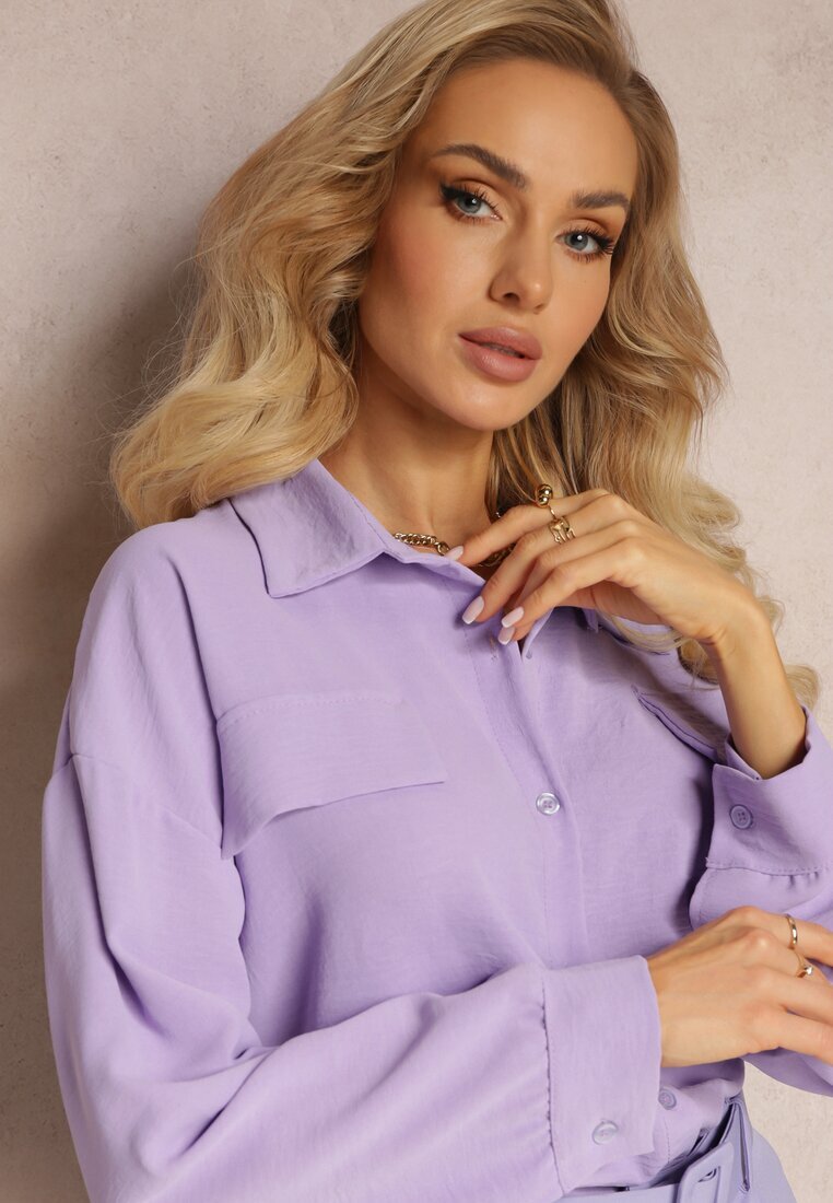 lily rose Cămașă Violet cu nasturi și imitație de buzunare Yousra