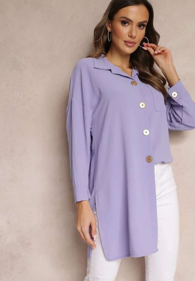 lily rose Cămașă Violetă Oversize cu croială lungă cu despicături Tasine