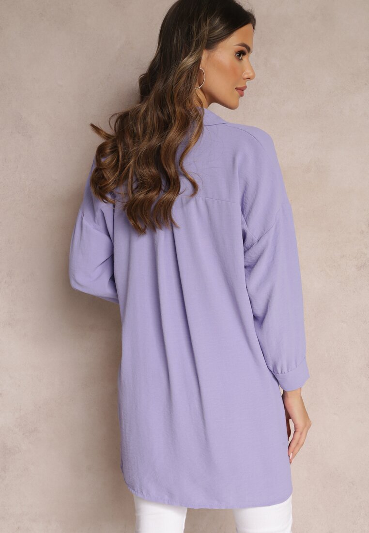 lily rose Cămașă Violetă Oversize cu croială lungă cu despicături Tasine