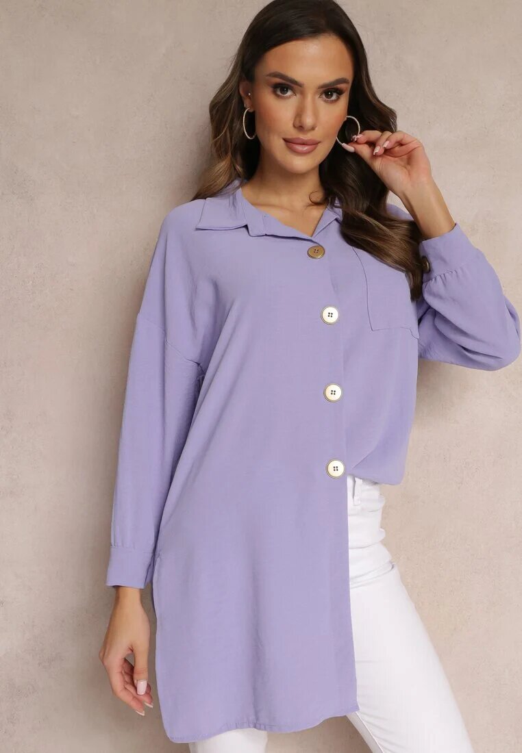 lily rose Cămașă Violetă Oversize cu croială lungă cu despicături Tasine