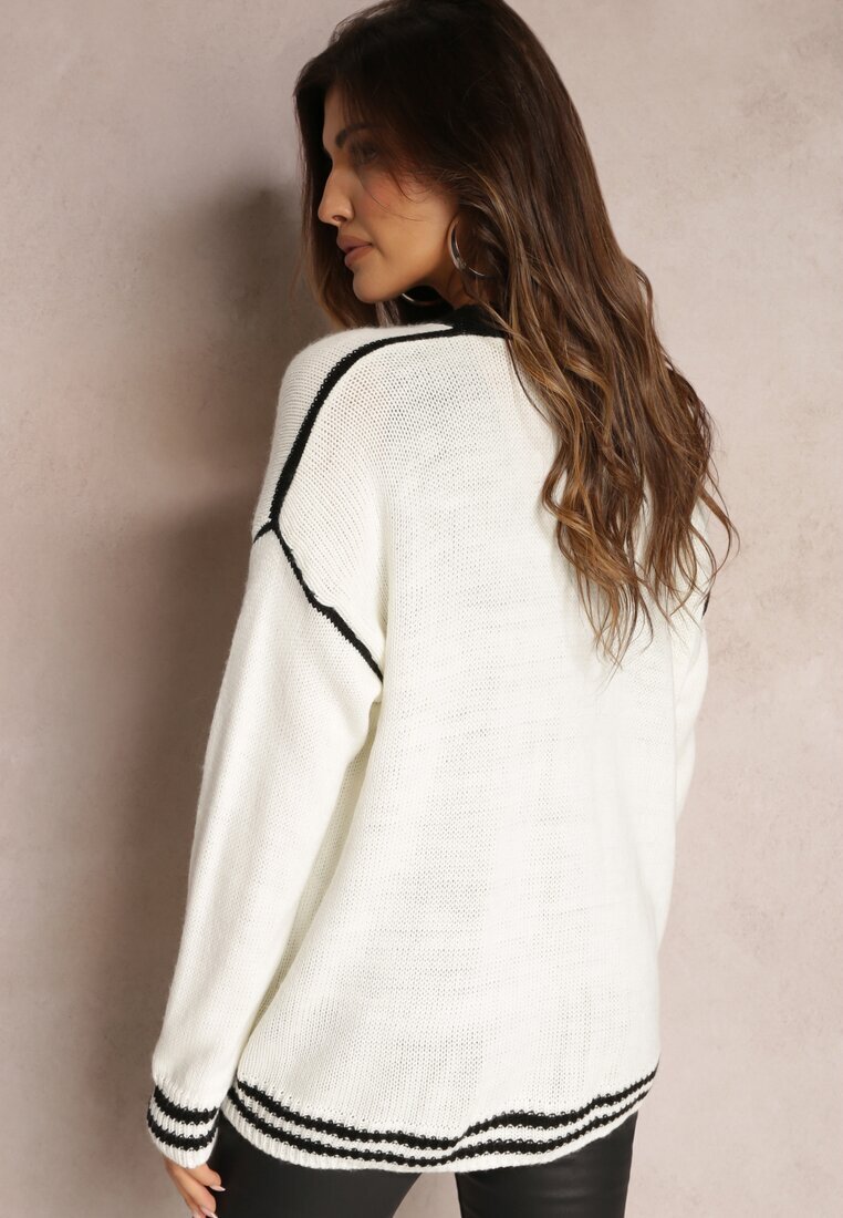 lily rose Cardigan Alb cu nasturi metalici și ornamente decorative Abovza