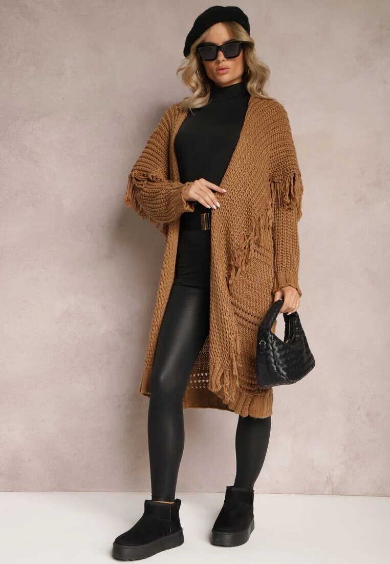 lily rose Cardigan Maro Deschis Lung cu Franjuri Finantia