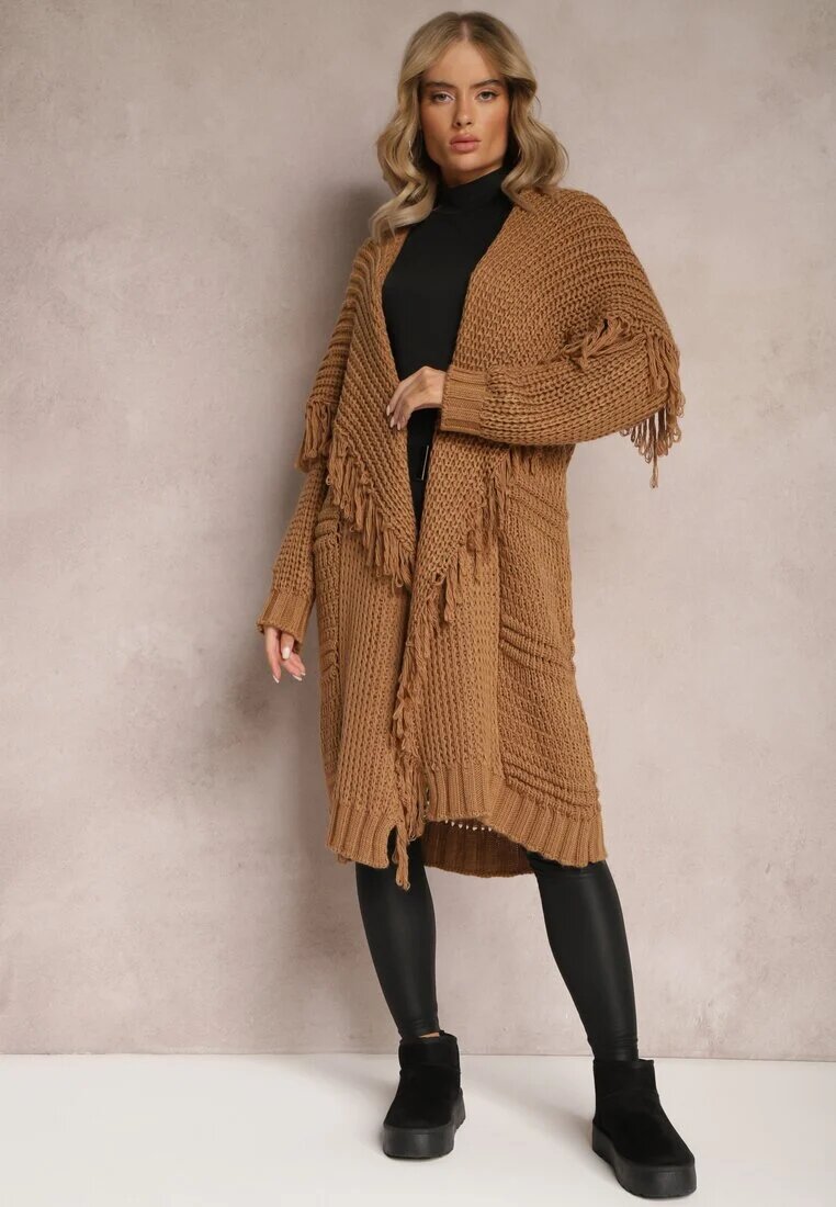 lily rose Cardigan Maro Deschis Lung cu Franjuri Finantia