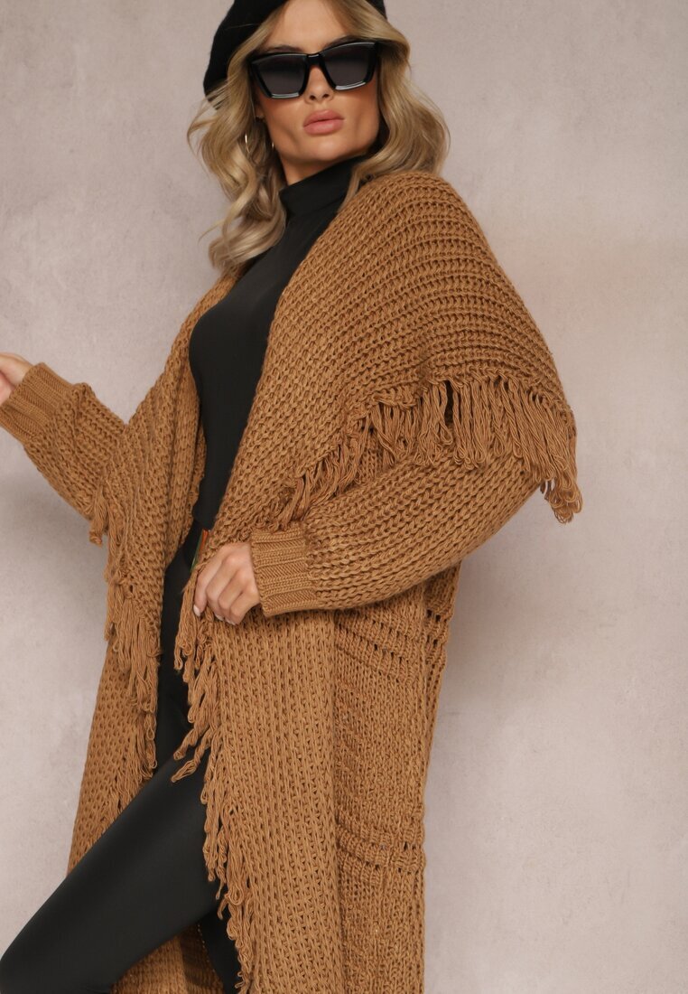 lily rose Cardigan Maro Deschis Lung cu Franjuri Finantia