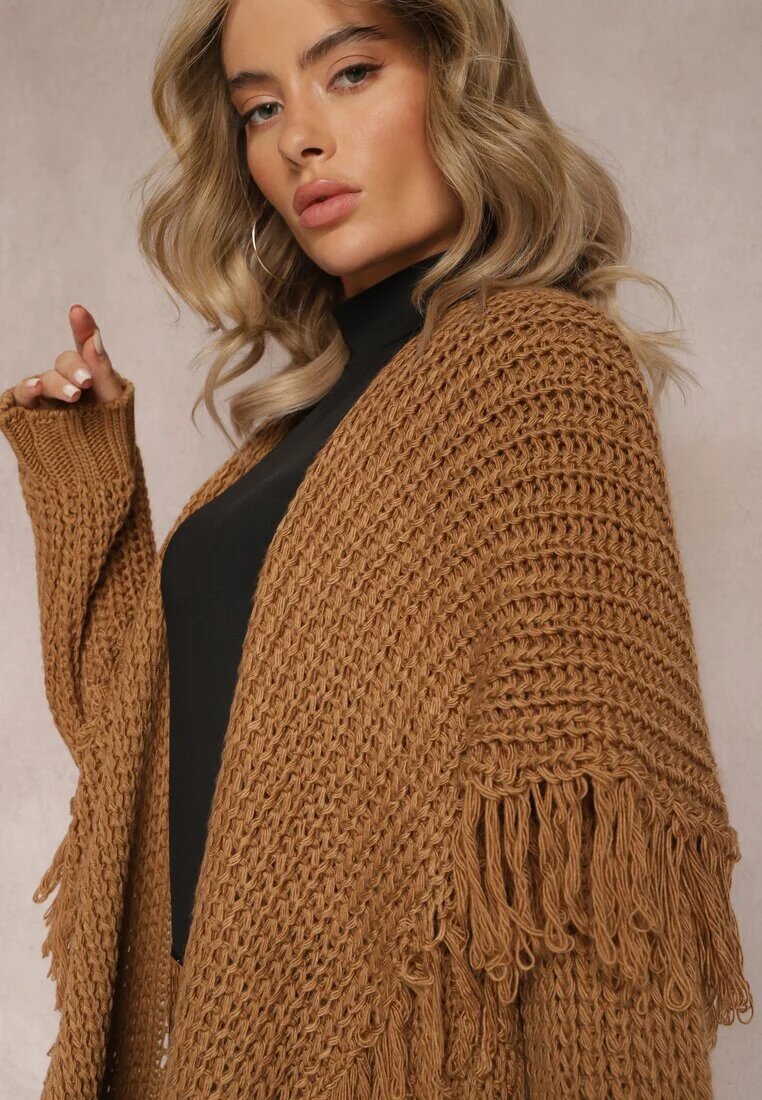 lily rose Cardigan Maro Deschis Lung cu Franjuri Finantia
