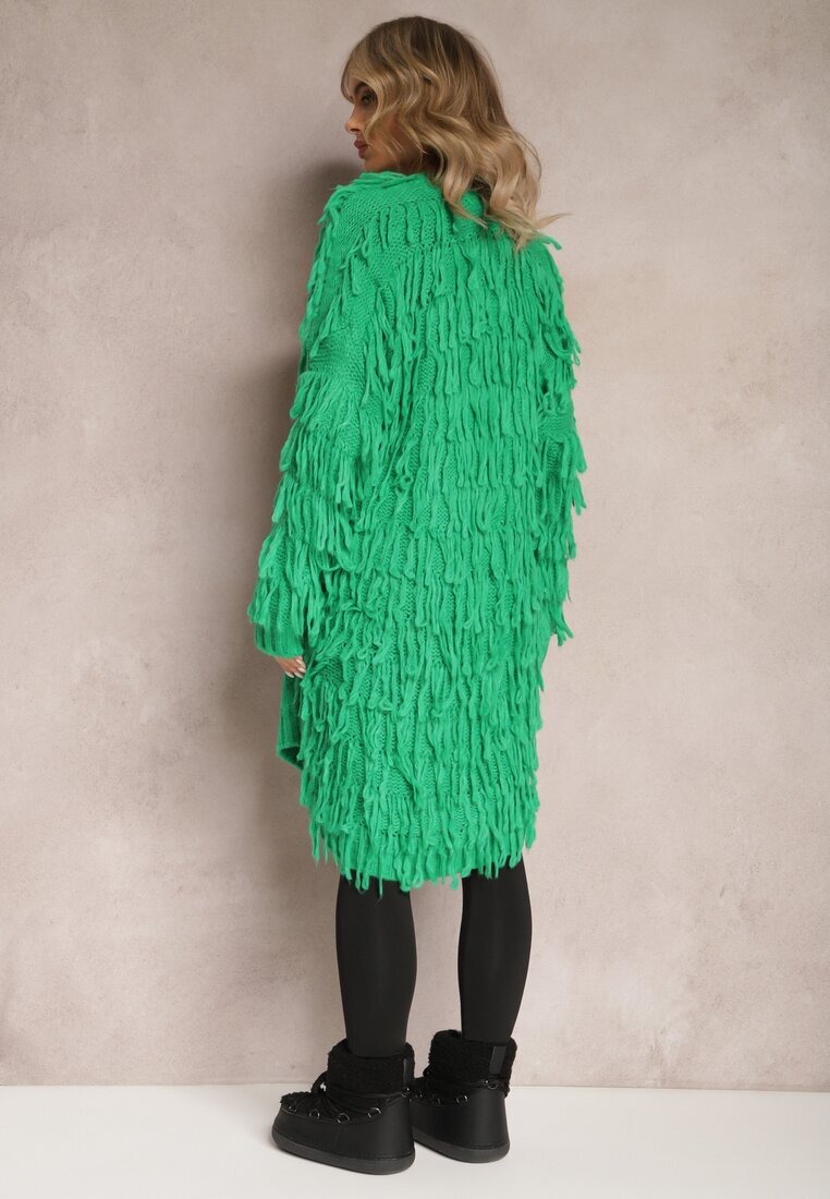lily rose Cardigan Verde Fără închidere cu Franjuri Decorativi Massawa