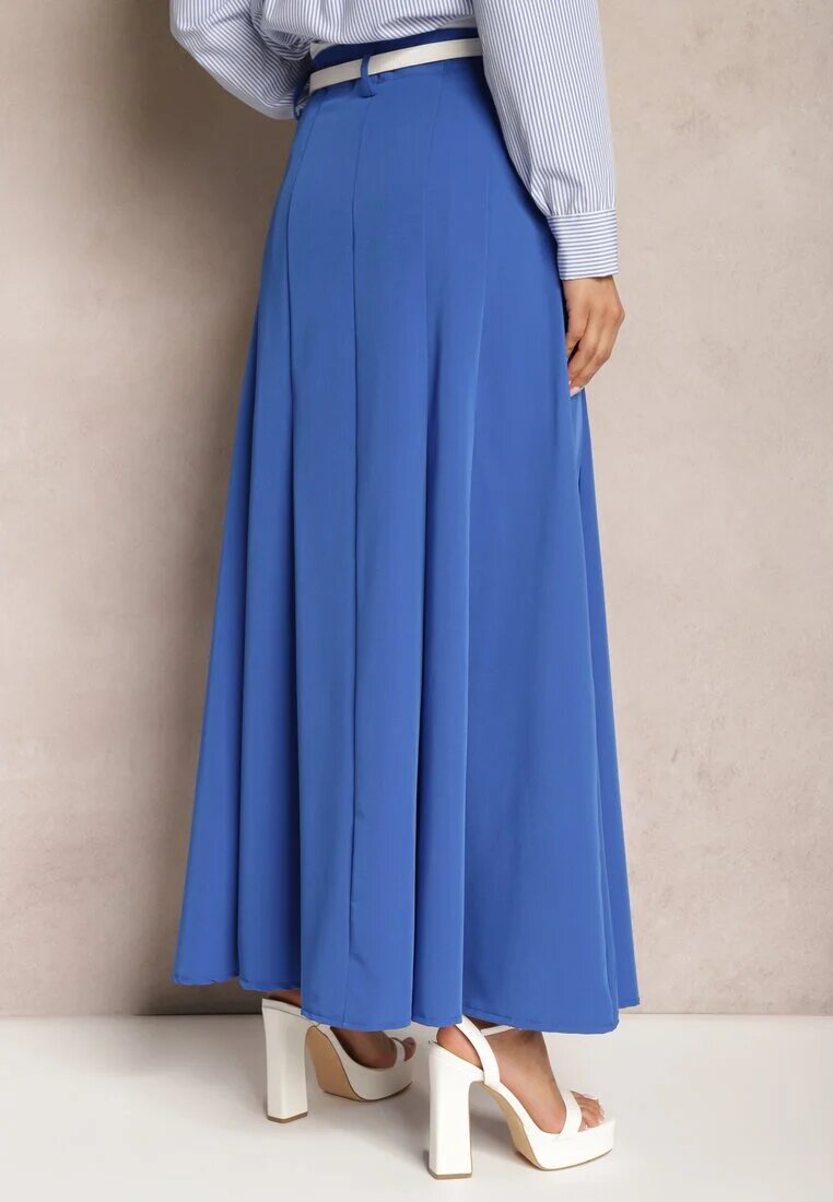 lily rose Fustă Albastră Lungă Cloș High Waist Leoraia