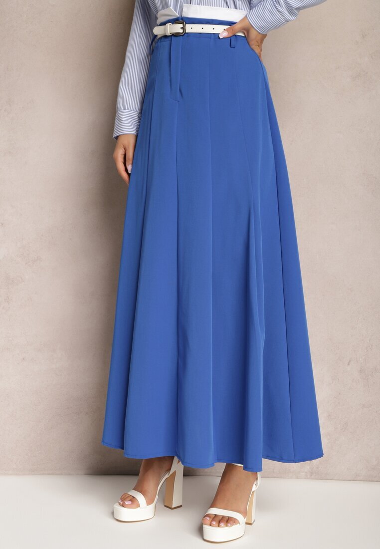 lily rose Fustă Albastră Lungă Cloș High Waist Leoraia