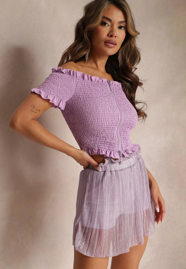 lily rose Fustă Mov Mini din Plasă și cu Fir Metalic Siuze