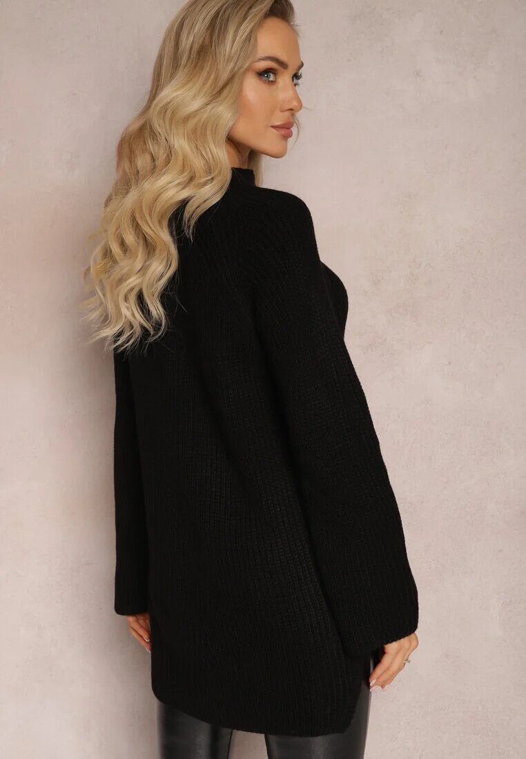 lily rose Maletă neagră din tricot cu mâneci evazate cu despicătură Vucta