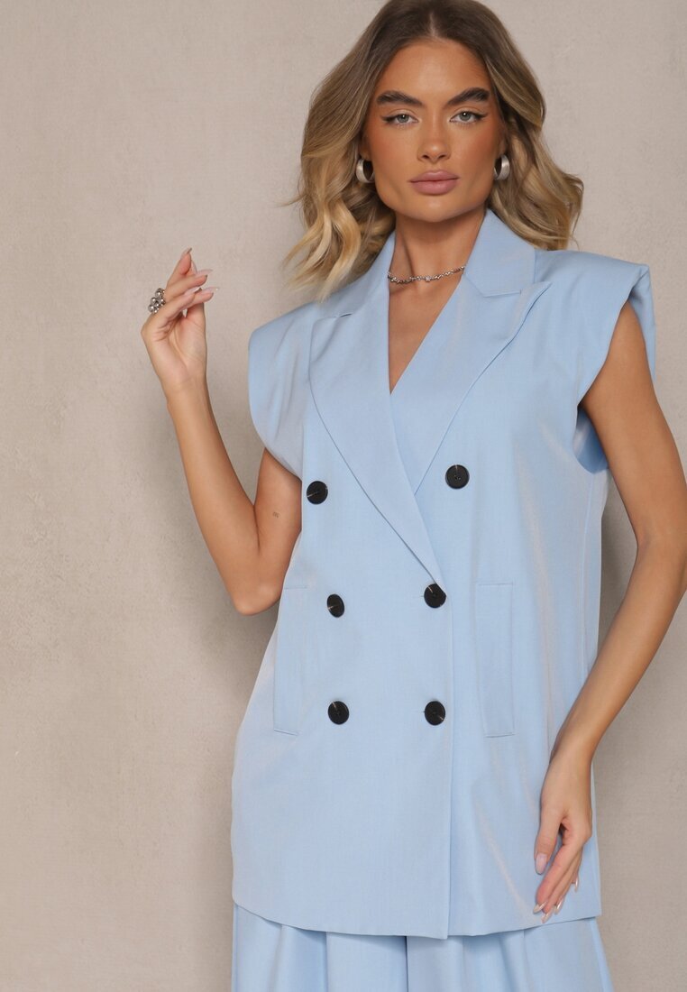 lily rose Niebieska Garniturowa Kamizelka z Usztywnioną Linią Ramion Ellamira **Tłumaczenie na rumuński:** Vestă De Costum Albastră cu Linie Umeri Întărită Ellamira