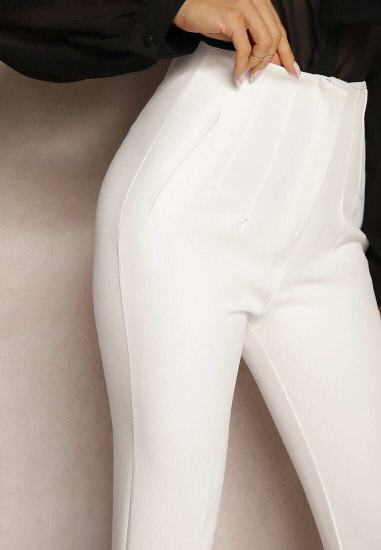 lily rose Pantaloni Albi De Costum cu Talie Înaltă Saggie