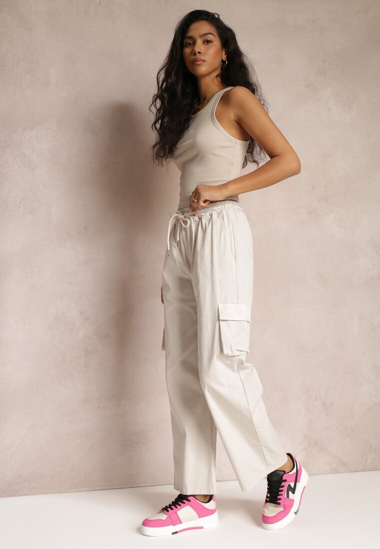 lily rose Pantaloni Cargo Gri cu picioare largi și talie elastică Zael