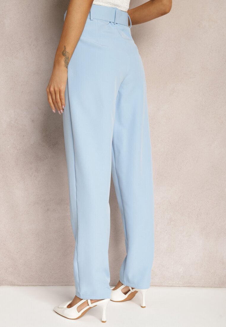 lily rose Pantaloni de costum Albastri deschiși Talie înaltă cu curea Wenus